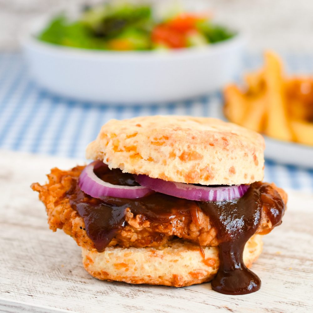 BBQ Fried Chicken Sandwich on a Cheddar Biscuit (22)